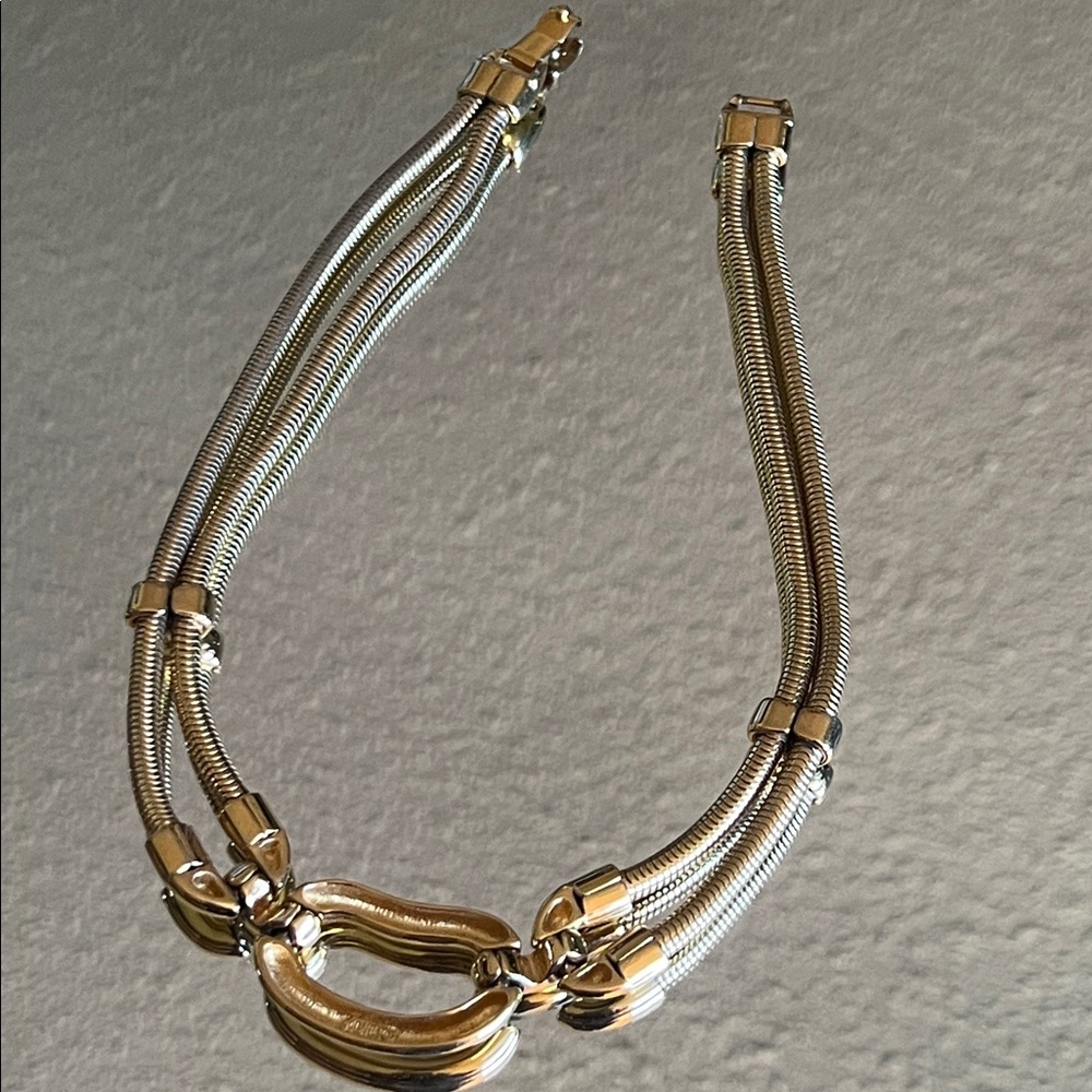 Vintage Monet Bold Link Gold Double Snake Chain Necklace 1960’s-1970’s - Picture 6 of 12